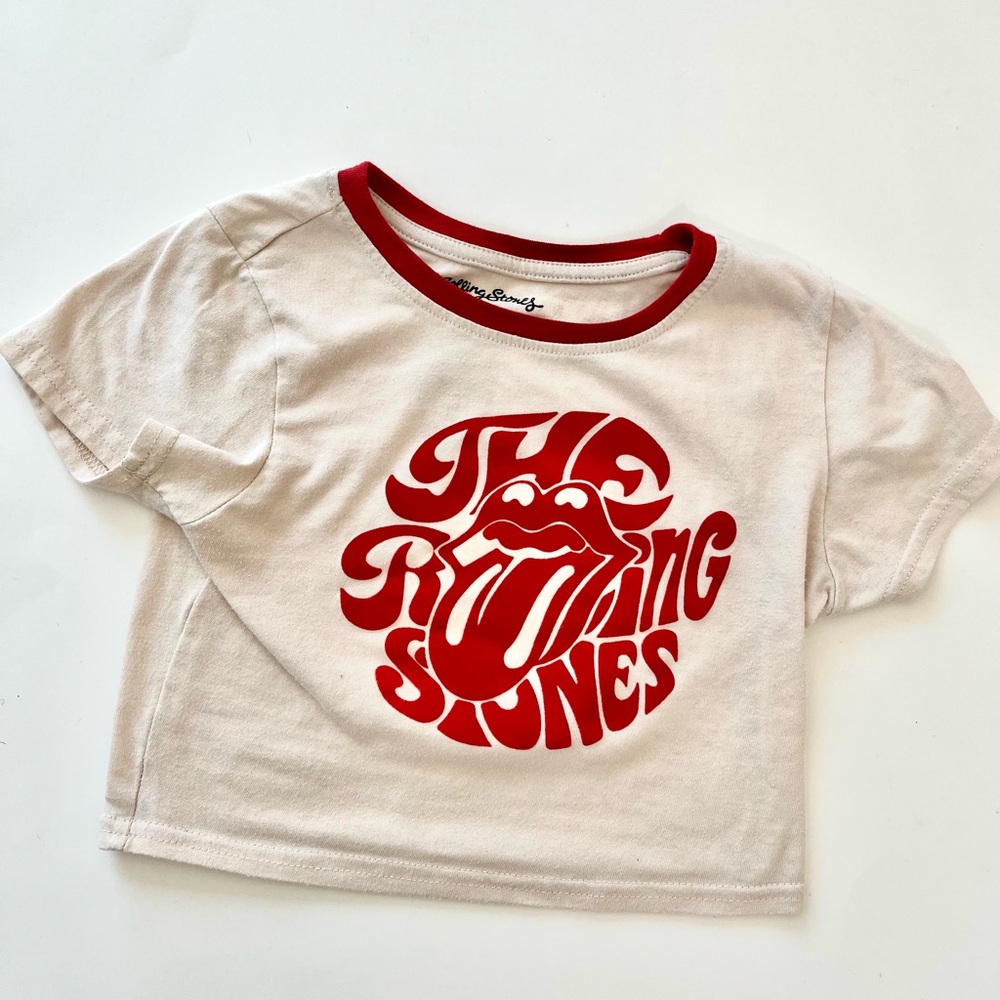 The Rolling Stones Red and White Short Sleeve Tee - size 10